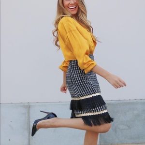 Custom black and white tweed skirt